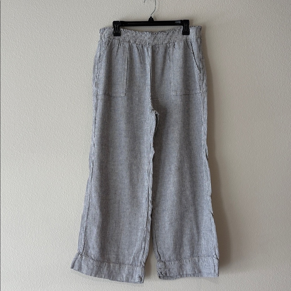 Striped linen Pants with flare leg